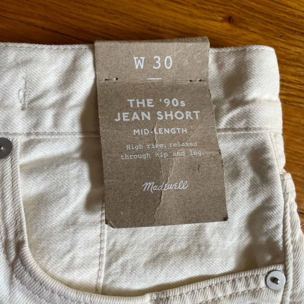 NWT Madewell Women’s High-Waist Button-Front Canvas Shorts Mid-Length Size 30 - Picture 2 of 10